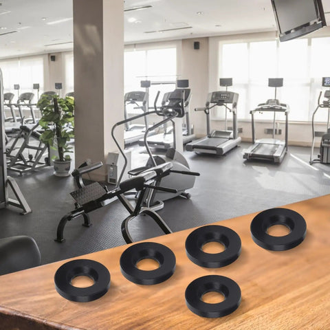 Five Rubber Pads For Shock Absorption And Vibration Control For Gym Equipment And Home Furniture displayed on a wooden table