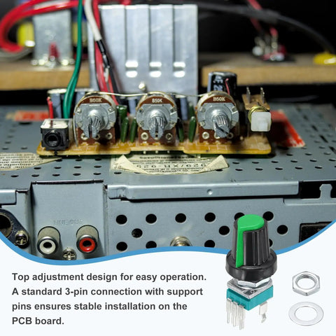 10 Pack RK097N B5K Potentiometer 3 Pin Linear Rotary Sealed Potentiometer 5K Ohm With 15mm Knurled Shaft For Audio