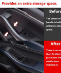 Before and after installation of Door Handle Organizer Tray For Mazda 3 2019 To 2025 And CX 30 2020 To 2025 showing added storage space.