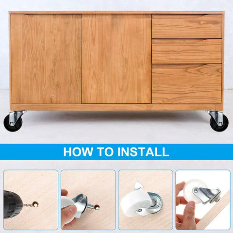 Installation guide for Heavy Duty Eight Pack Swivel Stem Casters 1 Inch Threaded Replacement Wheels for Wire Shelving Carts.