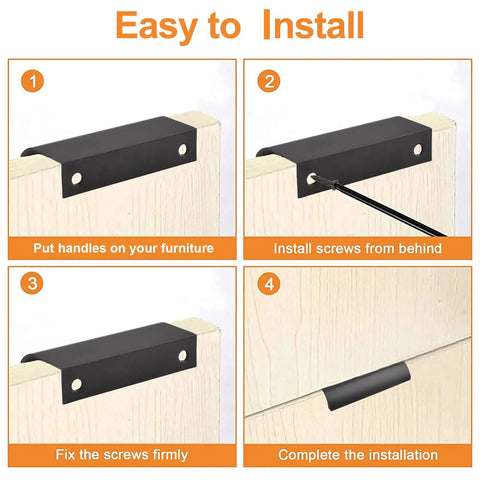 Installation guide for Four Pack Modern Edge Pull Drawer Handles For Furniture And Cabinets 80mm Black Hidden Kitchen Knob Set