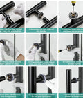 Matte Black Door Pull Handle Set For Glass And Wood Doors, 18 Inch, Double-Sided H-Type Grip With Smooth Round Tubes, Easy Push Or Pull, Perfect For Sliding Barn Doors, Shower Doors, Pantry Doors, Closets And Office Doors. Installation steps for matte black 18-inch double-sided handle on glass door