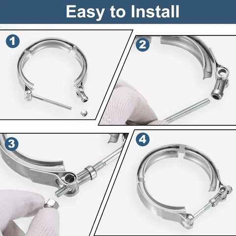 4.5 Inch V Band Clamp 304 Stainless Steel V Band Bolt Clamp For Exhaust Systems And Downpipe Upgrades installation steps