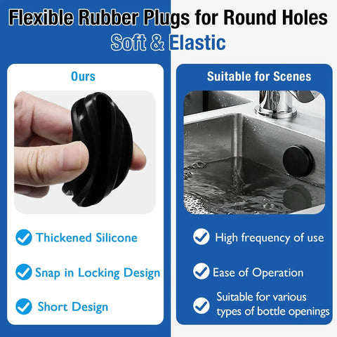 Top Quality 126 Piece Silicone Plug Assortment Kit With Nine Sizes Covers All Your Round Hole Needs Including 3mm To 1 Inch For DIY And Home Repair Projects In Black Rubber, black silicone plug by hand, sink use