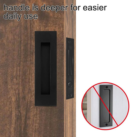 Recessed Finger Flush Pulls With Edge Pull For Pocket Doors, Closets, Sliding And Barn Doors, Black Stainless Steel 6 Inch
