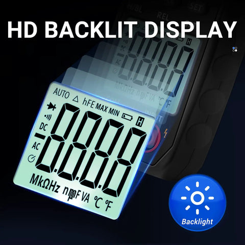 Digital Clamp Meter Multimeter For Electricians With 4000 Counts And NCV, Pro Grade Beast, HD backlit display detail