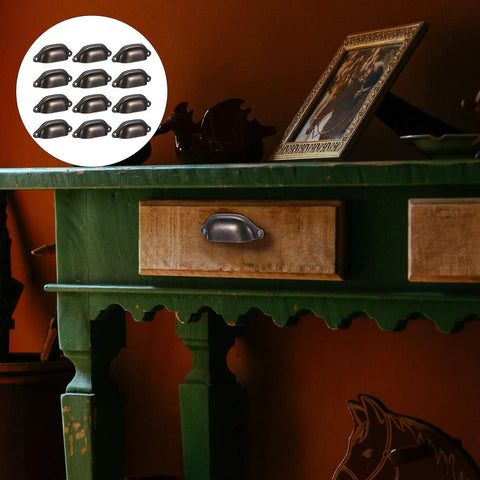 12 Pack Old School Vintage Iron Drawer Knobs And Cabinet Pull Handles With Classic Curved Design For Wardrobe Dresser