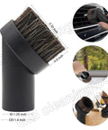 Versatile Vacuum Attachments Kit With Floor Brush And Two Horse Hair Heads Universal Hose Adapter For Shop Vac Accessories Fits 1in 1-1/4in 1-3/8in 1-1/2in 1-7/8in Hoses A No-Brainer Upgrade For Pet Hair Dust Car And Workshop Cleanup, shown with measurements and usage examples.