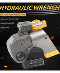 Heavy Duty Hydraulic Torque Wrench With Square Drive Made From Strong Aircraft Alloy Offering Dual Rotation Swivel Manifold And Speedy Quick Couplings For Gearheads And Shop Crews Wanting Serious Cranking Force Without Any Stress Or Hassle, featuring a tube rotary joint and trigger lock.
