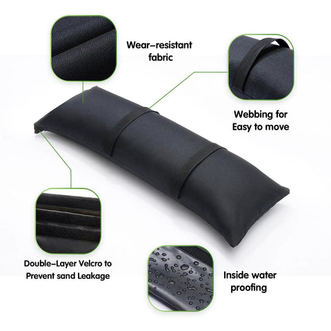 Fillable Black Sand Bags 2 Pack 44 Lbs Each For Umbrella Bases And Patio Furniture Weights Waterproof 800D Oxford Cloth Construction