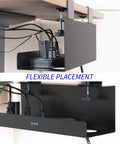 No Drill Clamp On 17 Inch Power Strip Tray for Under Desk Cable Management and Standing Desk Cord Organizer Heavy Duty Steel Black
