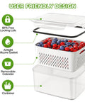 Fridge Fruit Storage Set With Removable Colander And All-In-One Washing Bowl For Rinse, Drain, And Refrigerate Produce Like A Pro