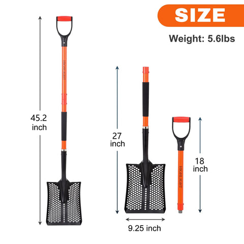 Detachable Sand Sifter Shovel With 45 Inch Fiberglass Handle And D Grip For Go To Beach Cleanup Or Farm Cleanup, weight shown