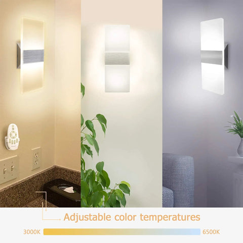No-Fuss Set of Two Modern Wall Sconces with Stepless Dimming and Three Color Temperature Adjustable LED in various settings.