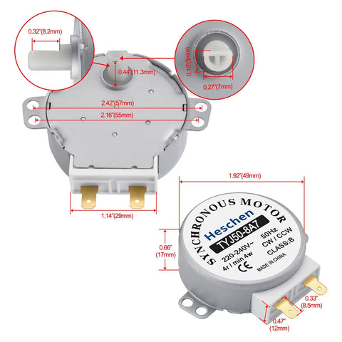 Top Notch Synchronous Motor 220V 50Hz 4 RPM CW CCW Replacement For Microwave Oven Turntable with detailed measurements