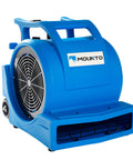 Three Speed 1HP Air Mover With 4000 CFM For Fast Floor And Carpet Drying Heavy Duty Rotomold Housing Handy Wheel Kit Blue