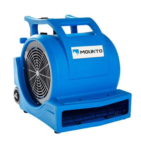Three Speed 1HP Air Mover With 4000 CFM For Fast Floor And Carpet Drying Heavy Duty Rotomold Housing Handy Wheel Kit Blue