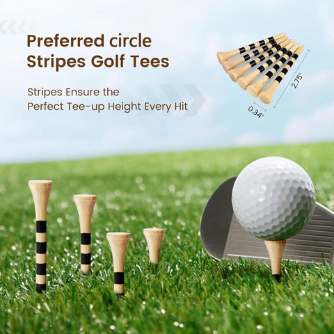 Golf Gifts For Men Fathers Day Complete Golf Accessories Kit with tees, golf ball, striped design, and club on grassy field