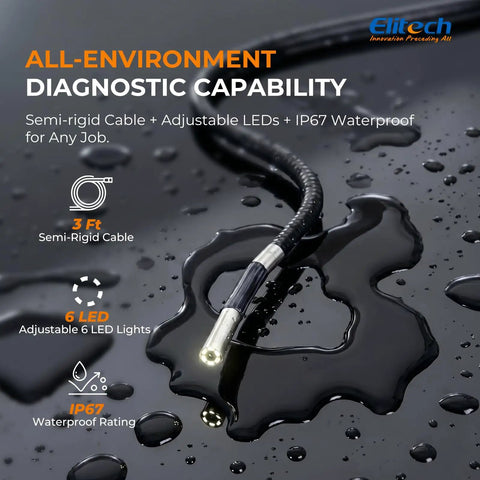 Ultra Slim 6mm Articulating Borescope With LED Light, 180 Degree Turn Inspection Camera For Tight Spaces, Flexible Endoscope Probe for wet surfaces