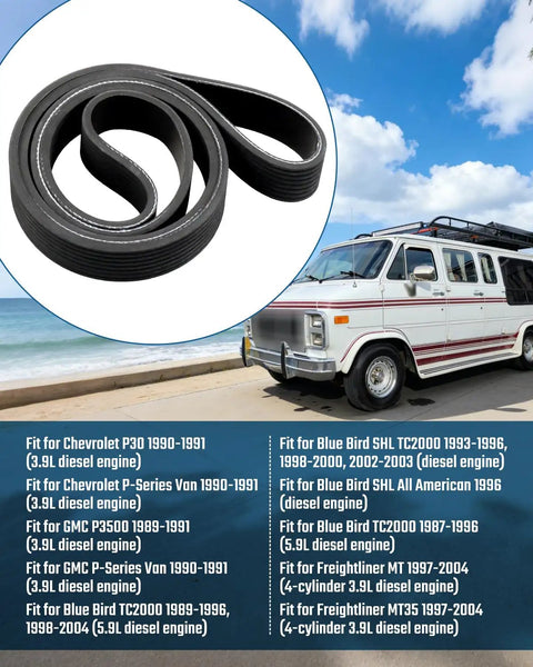 Serpentine Drive V Belt Replacement Fits Chevrolet P30 P Series GMC P3500 P Series Vans Blue Bird TC2000 SHL Freightliner MT