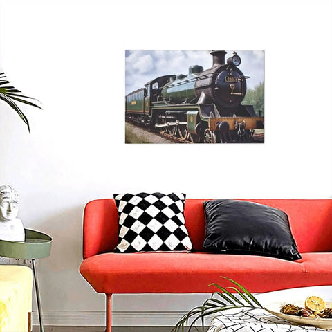 Steam Locomotive Train Canvas Wall Art 12 By 18 Inches Dope Living Room Decor Hanging Print for Bedroom Office Bathroom.