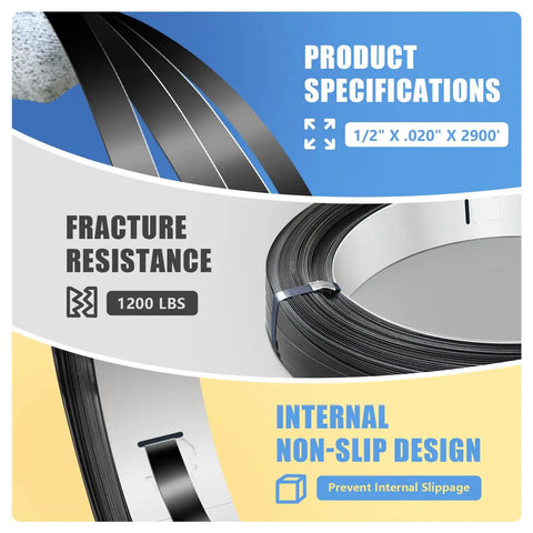 Real Beefy 1/2 Inch Steel Strapping Coil With 2900 Foot Length And.020 Thickness Featuring Wax Coated Metal Band for secure loads.