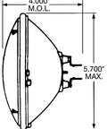 Diagram of Standard H5006 Multi-Purpose Light Bulb For Classic Cars And Motorcycles, showing dimensions and shape.