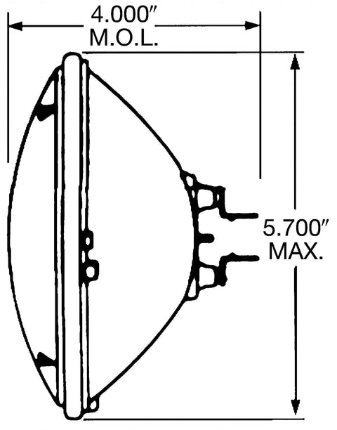 Diagram of Standard H5006 Multi-Purpose Light Bulb For Classic Cars And Motorcycles, showing dimensions and shape.