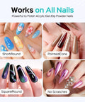 Image showing various nail shapes like short, round, pointed, cone, and square suitable for polishing with Rechargeable Electric Nail Drill 40000 RPM With Portable Nail File And Storage Stand Pro Grade Power For Acrylic Gel Polishing And Removing Safe Easy To Use At Home DIY Or Salon Sessions Pink.