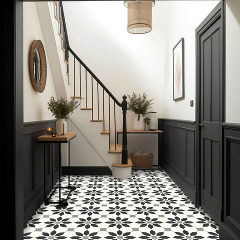 Self Adhesive Peel And Stick Floor Tiles 20 Pack 7.87 Inch Square DIY Vinyl Flooring Renters Friendly Waterproof in entryway