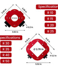 Aluminum 4 In 1 Rounded Corner Router Template Kit with arc sizes R10-R50 for woodworking, red aluminum design