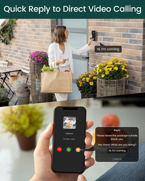 Wireless Video Doorbell Camera With Chime 2K HD Video Night Vision Two Way Audio Human Detection IP65 Weatherproof No Fuss Setup Quick Install In Minutes Cloud Edge App Compatible