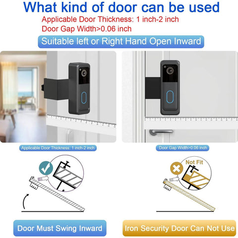 Anti Theft No Drill Door Mount For Blink Video Doorbell Camera 2nd Gen 2025 Easy Install Bracket close-up view on door