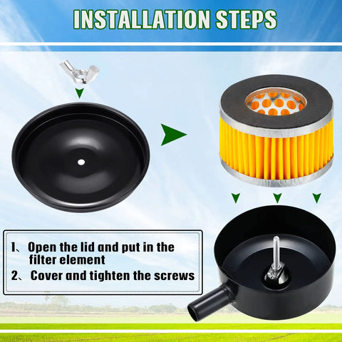Installation steps for 8 Pack Replacement Air Compressor Filter Elements 2.55 Inch Outer Diameter And 1.45 Inch Inner Diameter And 1.59 Inch High For Piston Type Intake Paper Filters Easy Install Pro Grade Built To Last Keeps Your Compressor Breathing Clean.