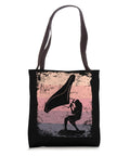 Retro Wing Foil Tote Bag For Wingsurfing Fans And Coaches Featuring A Colorful Vintage Wing Foil Design Of A Man Wingboarding 16x16 Inch