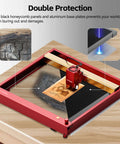 UniTak3D honeycomb laser bed with red frame and aluminum base plate for XTool engravers; 18.11x18.11 in working area.
