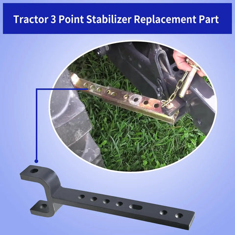 3 Point Hitch Stabilizer Replacement 19573022000 heavy steel bolt-on tractor part shown installed on Mahindra hitch