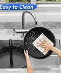 Two-tier black metal Lazy Susan rotating turntable for kitchen storage (12-inch) on counter