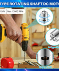 Using 4 Pack 12V To 24V 775 DC Electric Motors with GT2 Wheels in a drill, highlighting D-shaped shaft and copper coil features.