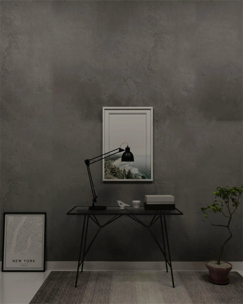 Dope Dark Concrete Wallpaper Peel And Stick Cement Texture Self Adhesive Contact Paper 31 By 157 Inches in home office