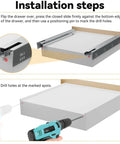 Installation steps for Soft Close Bottom Mount Drawer Slides 12 Inch with drill and brackets for secure mounting.
