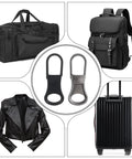 10 Pack Detachable Zipper Pull Tabs Replacement Kit In Black And Silver Gray For Jackets Jeans Backpacks Purses Luggage And More Quick Fix For Small Zipper Holes with items like bags and jackets shown.
