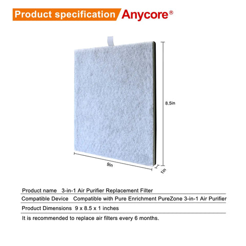 Two Pack Replacement Filter For PEAIRPLG PureZone Air Purifier Compatible With Pure Enrichment Purifier 3 In 1 True HP HEPA 13 Filtration