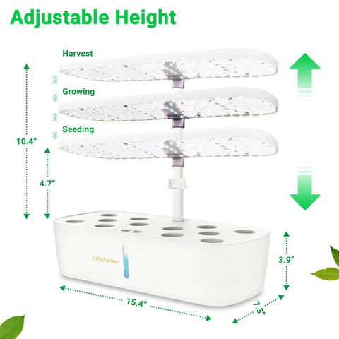 Dope Indoor Hydroponics Growing System With LED Grow Light For Fresh Vegetables And Herbs, height adjustment feature shown
