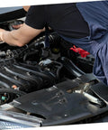 Mechanic installing Spare Tire Hold Down Kit With Aluminum Alloy Clamp Bolt Adapter For Honda Civic HRV under car hood