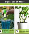 Digital soil pH meter testing hydroponic nutrients and direct soil in pot with 4 In 1 Soil PH Moisture EC Tester With Temperature.