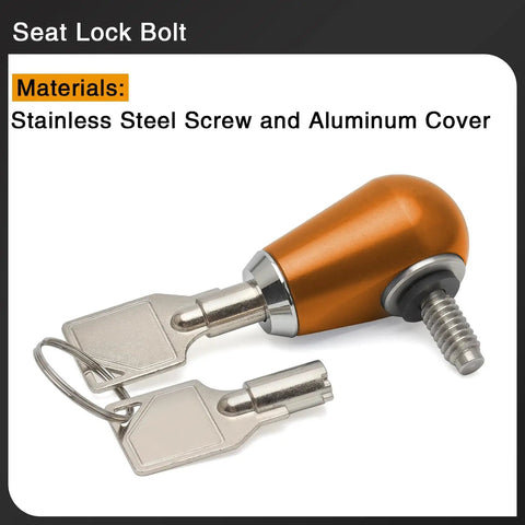 Seat Lock Anti Theft Bolt With 1/4-20 Thread For Touring Sportster Softail Dyna Road King Street Glide Electra Glide And More Motorcycles Stainless Steel Screw Aluminum Cover Easy Install