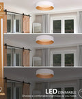 LED Ceiling Light Fixture 12.5 Inch Flush Mount Matte White With Gold Inside Dimmable 3000K Warm White 18W 100W Equiv