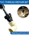 7 Piece PVC Pipe Threading Tool Set For One Half Inch And Three Quarter Inch Pipes With Internal And External Thread Cutters, drill ream