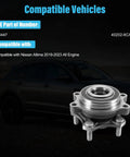 Nissan Altima Front Wheel Hub And Bearing Assembly OE 513447 40202-6CA0A Drop In Ready image with dark background